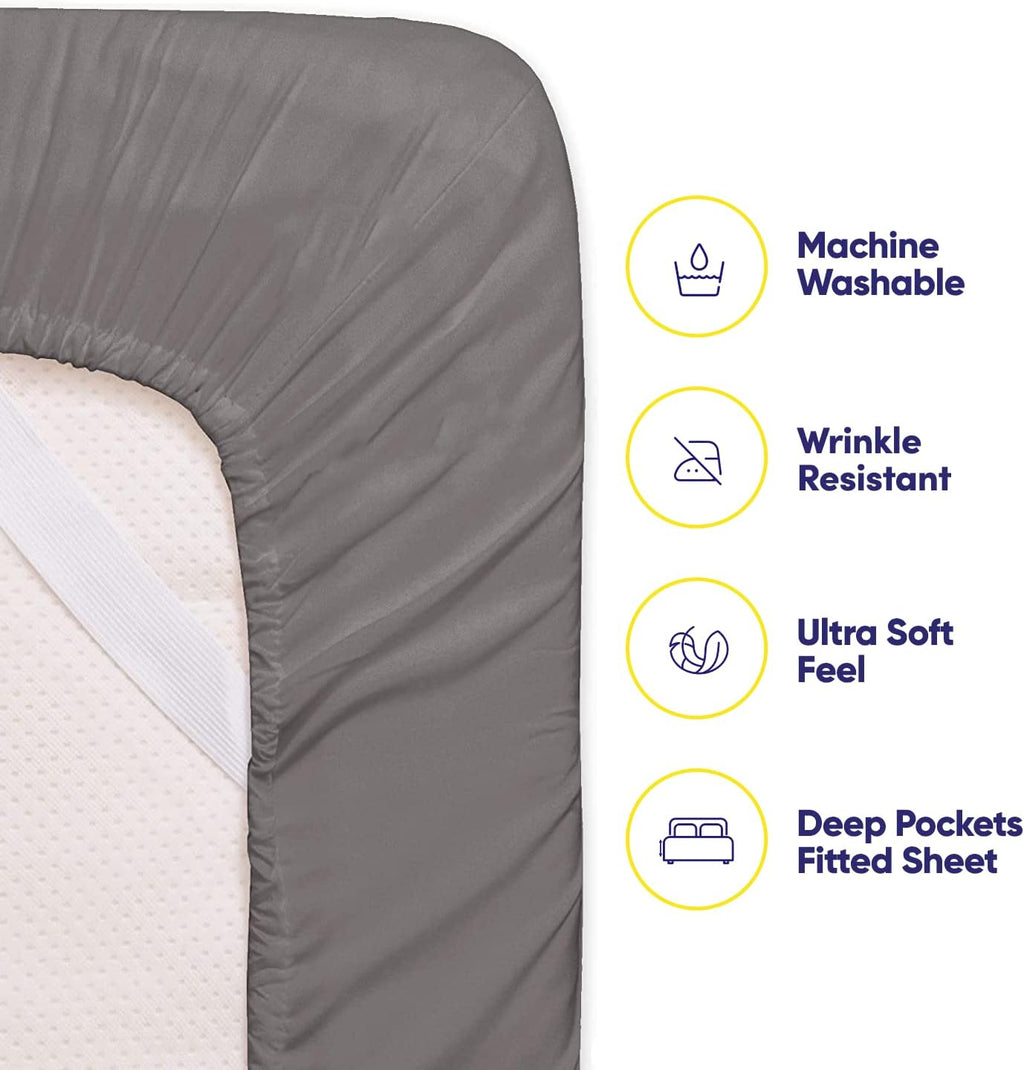 Bed Sheets Queen Size Grey - 6 Piece 1500 Supreme Collection Fine Brushed Microfiber Deep Pocket Queen Sheet Set Bedding - 2 EXTRA PILLOW…