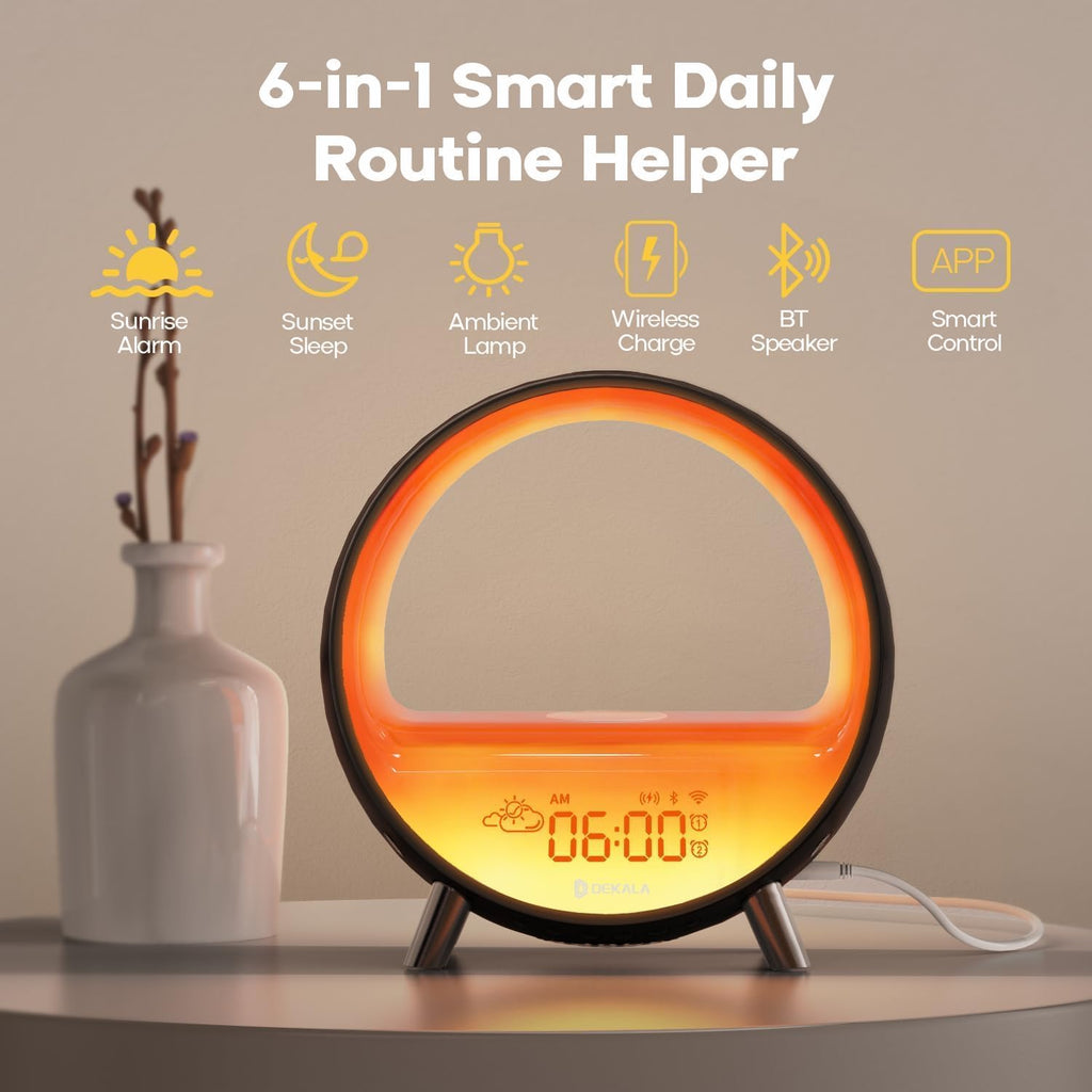 Dekala Arches Sunrise Alarm Clock Sunset White Noise Sound Machine Sleep Timer Loud Alarm Clock for Heavy Sleepers Natural Sound Wake-Up…
