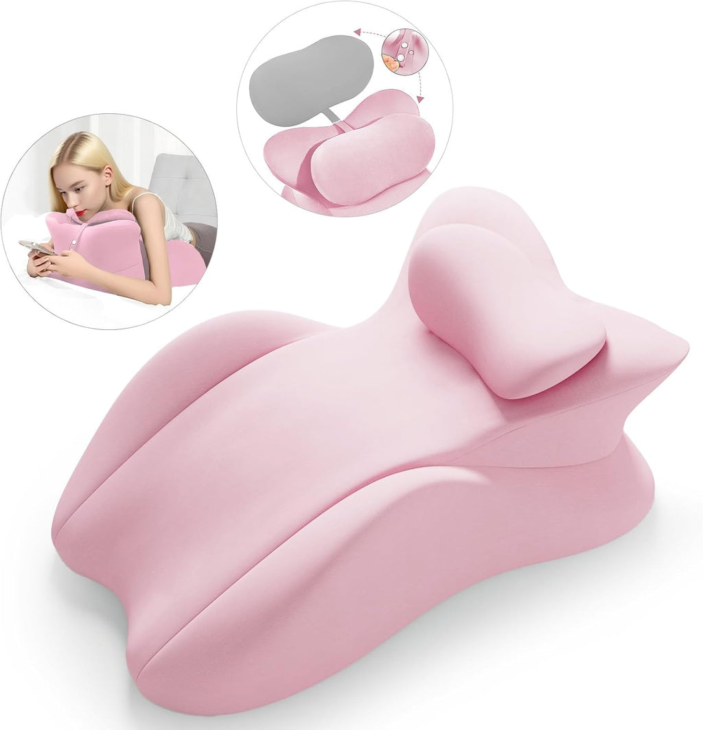 eleELEOPTION ele ELEOPTION Memory Foam Ergonomic Wedge Pillow Prone Reading Pillow for Bed Sofa Stomach Back and Neck Support Sitting Up wi…