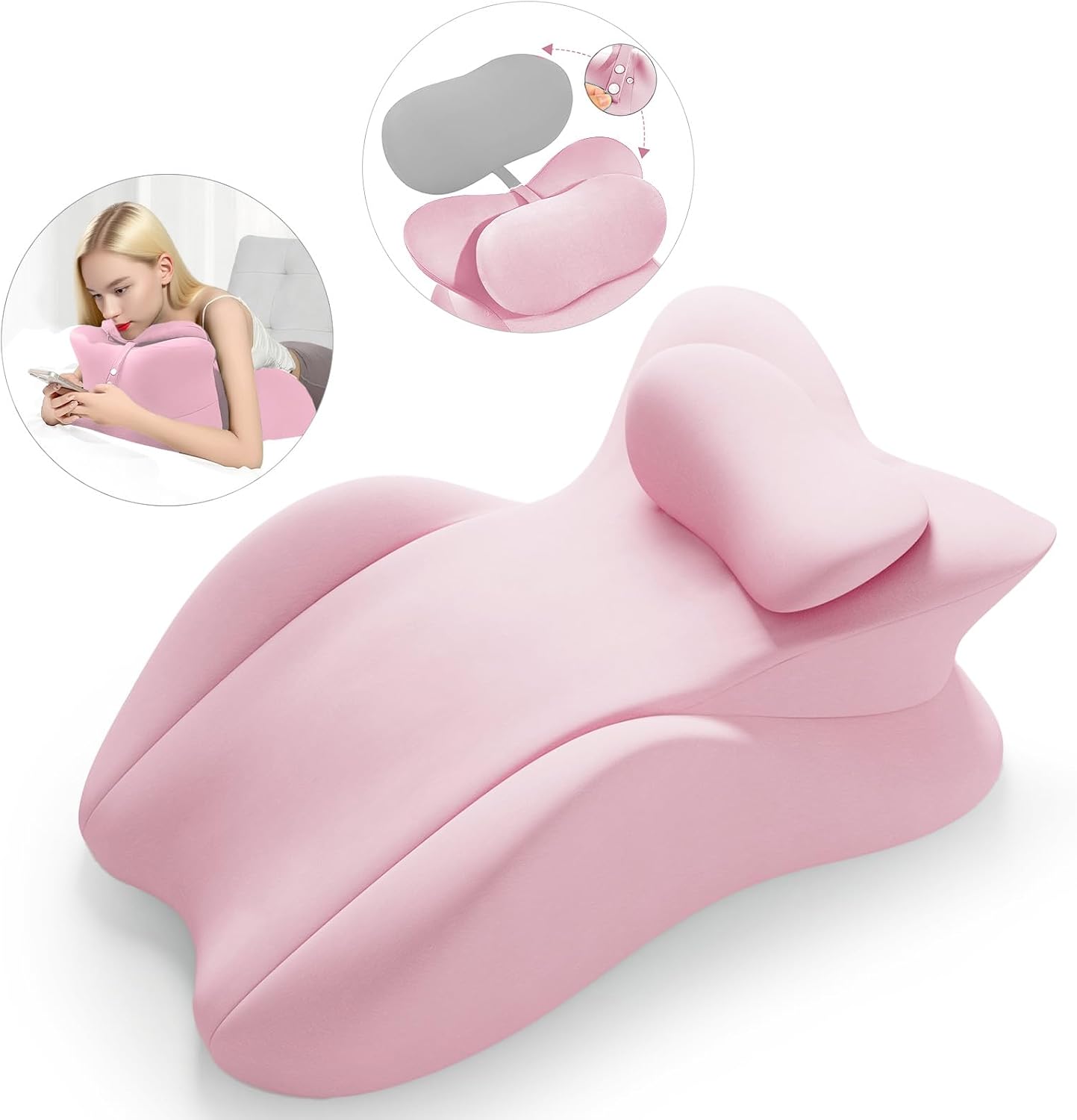 eleELEOPTION ele ELEOPTION Memory Foam Ergonomic Wedge Pillow Prone Reading Pillow for Bed Sofa Stomach Back and Neck Support Sitting Up wi…