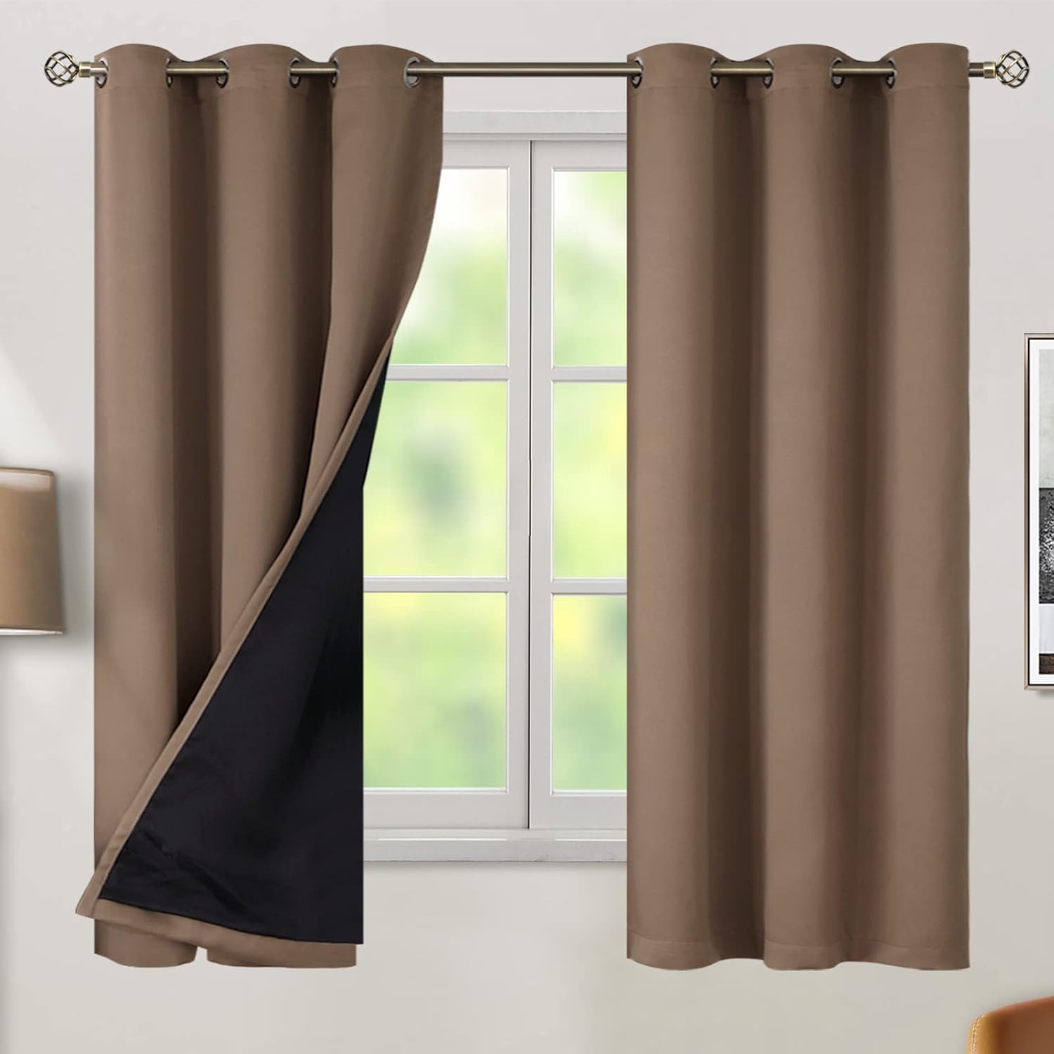 BGment Total Thermal Insulated 100% Blackout Curtains for Bedroom with Black Liner, Double Layer Full Room Darkening Noise Reducing Grommet…