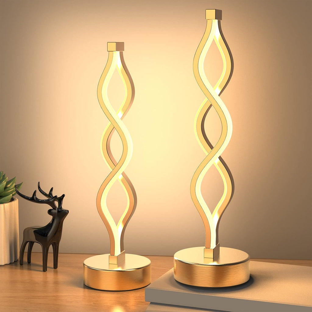 NUÜR Gold Lamps for Bedrooms Set of 2, Small Table Lamp, 3 Colour Temperature, 15.8 Inch Height, Bedsides Lamps for Living Room