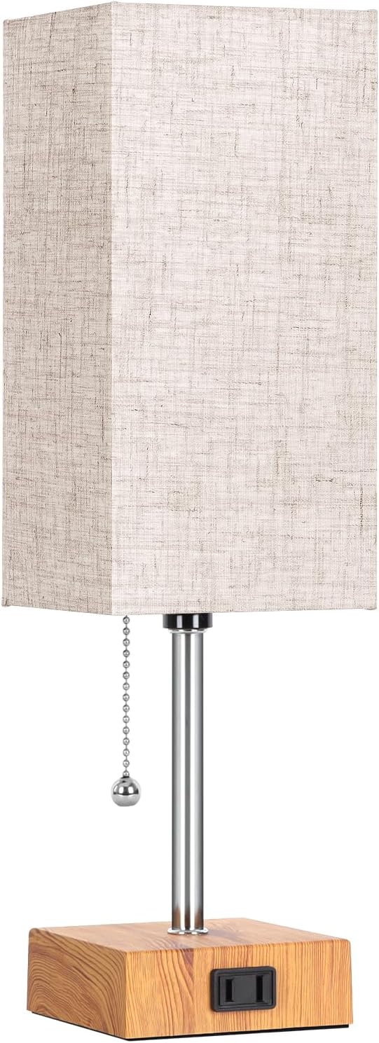 PLMMY Bedside Table Lamps for Bedroom Nightstand, Bedroom Lamp with 3 Color Temperatures Nightstand Lamps Set of 2 with AC Outlets…