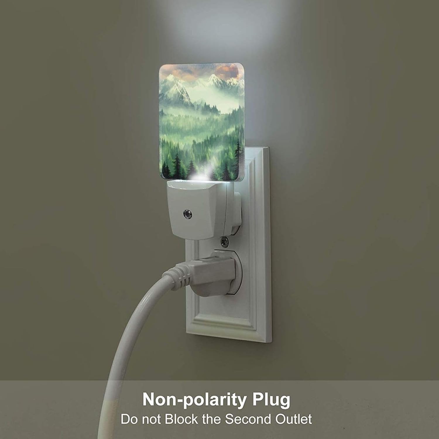 Mountain Forest Landscape Painting Night Light, Plug Into Wall Decor for Stairway, Hallway, Kitchen, Dusk to Dawn Sensor Nightlights for…
