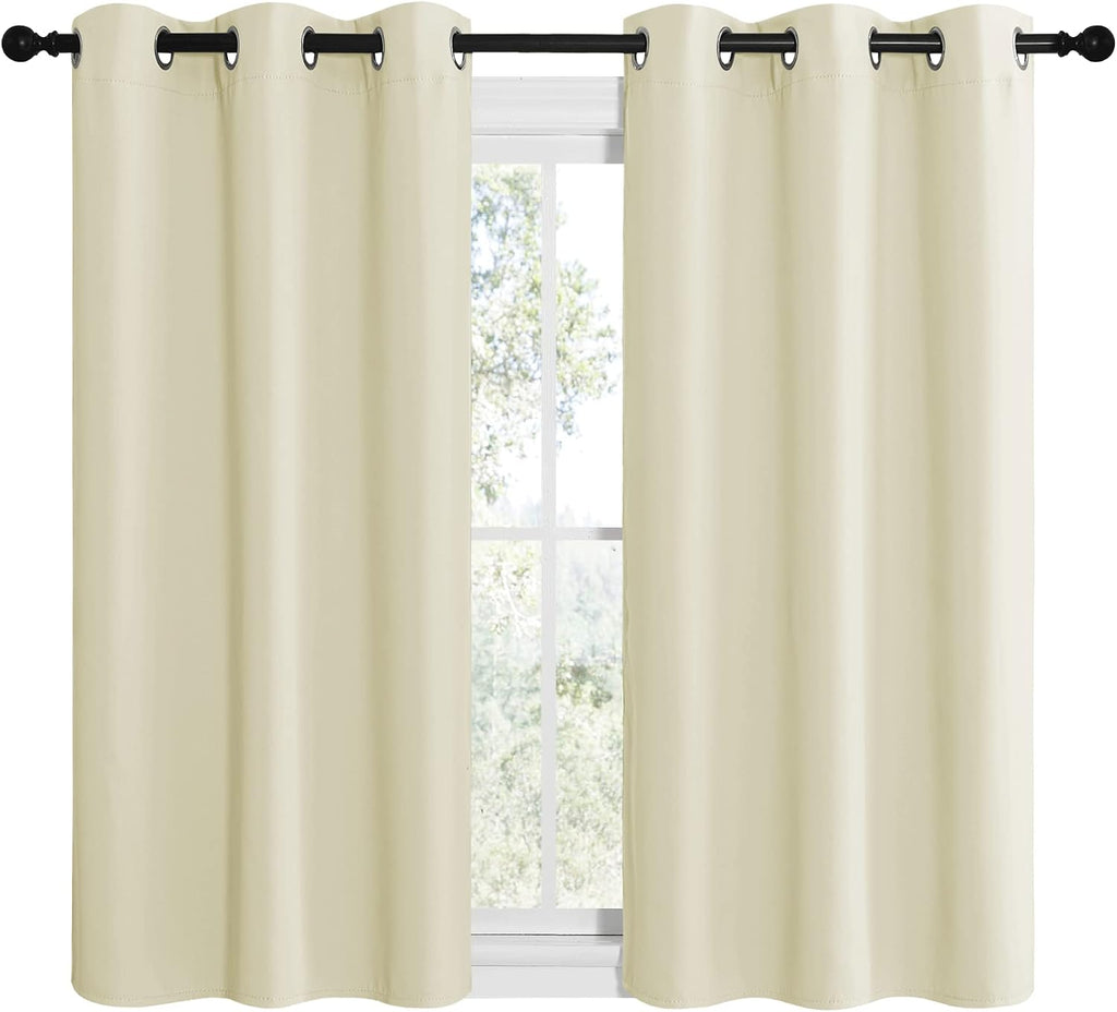 NICETOWN Kitchen Curtains for Decoration, Thermal Insulated Grommet Room Darkening Draperies/Panels for Laundry (Beige, 2 Panels, W42 x…