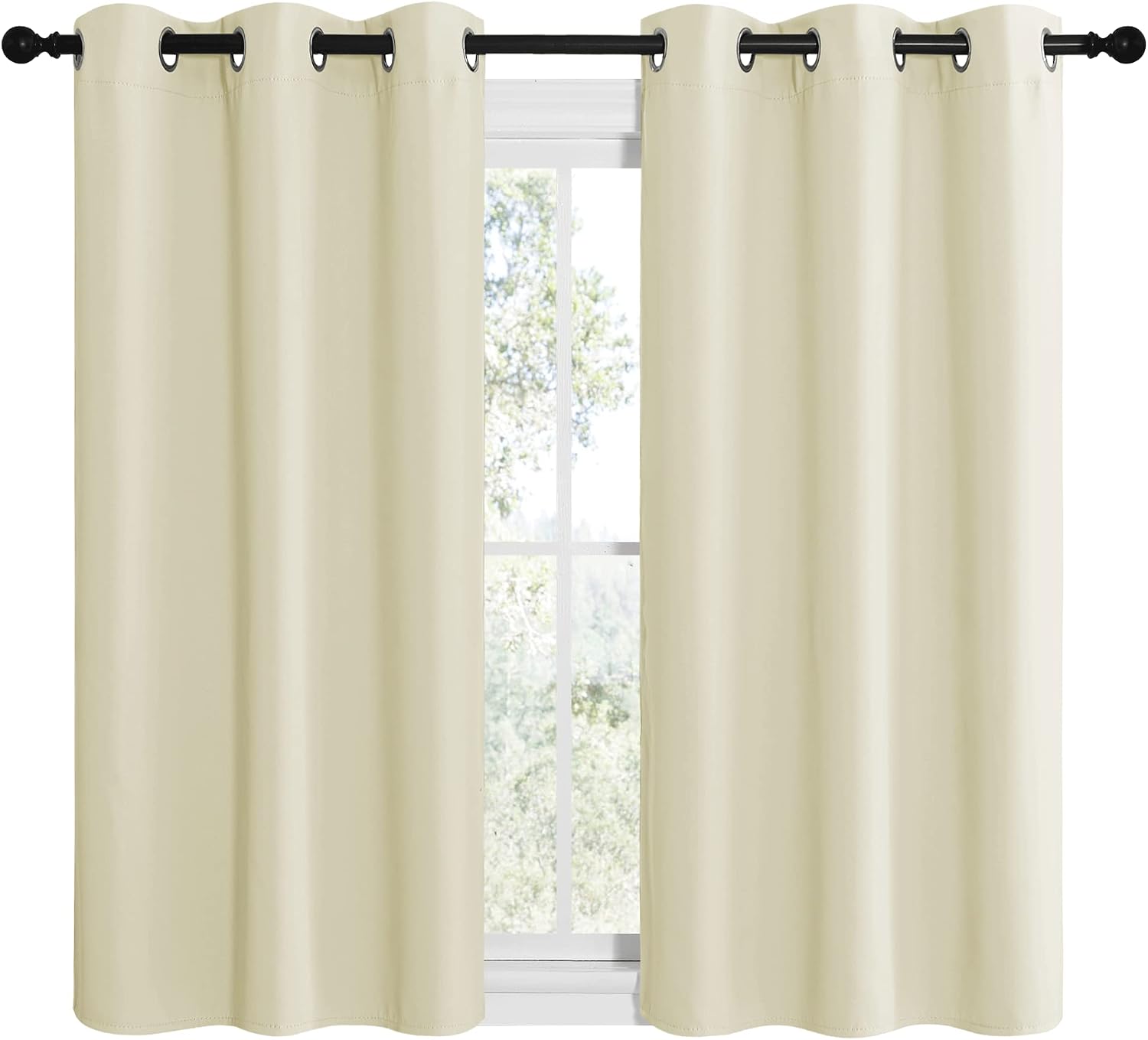 NICETOWN Kitchen Curtains for Decoration, Thermal Insulated Grommet Room Darkening Draperies/Panels for Laundry (Beige, 2 Panels, W42 x…