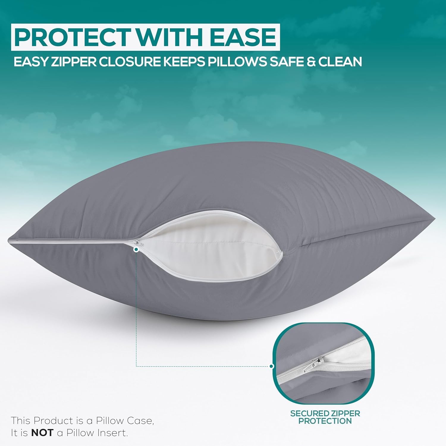Utopiabedding Utopia Bedding Waterproof Throw Pillow Protectors (No Pillow Inserts) with Zipper 20 x 20 Inches (2 Pack, Grey), Outdoor Bed…