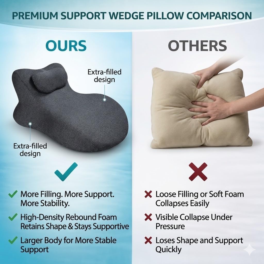 MOYEE Couples Pillow – 27° Lift Sweet Spot Wedge Cushion, Rebound Memory Foam Support for Hip, Back & Neck Comfort, Comfort & Support…