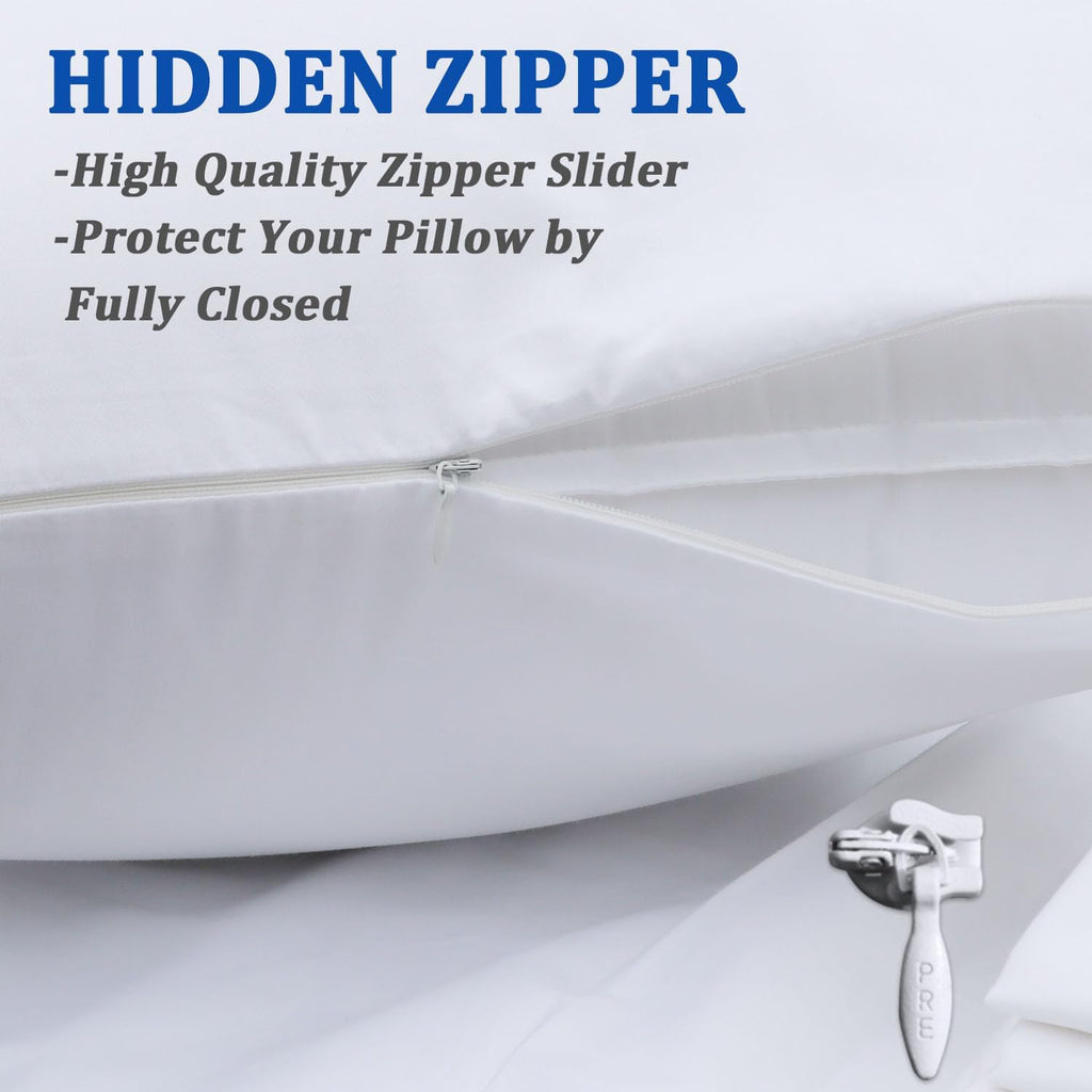 Precoco Cotton Queen Size Pillow Cases Set of 6, White Pillow Protectors with Zipper, Cooling Breathable Hidden Zippered Pillow Covers & Pi…