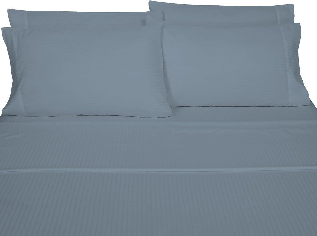 Royalelinens ROYALE LINENS 1500 Thread Count Poly/Cotton Sateen Dobby StripeSheet Set - 1 Fitted, 1 Flat, 4 Pillow Cases -Soft Cool & Crisp…