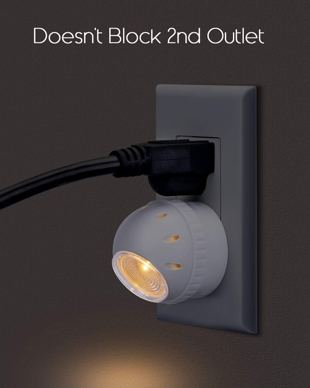 Emotionlite Plug-in Night Lights, Warm White LED Nightlight, 360° Rotation, Dusk to Dawn Sensor, Kids, Adult, Bedroom, Hallway…