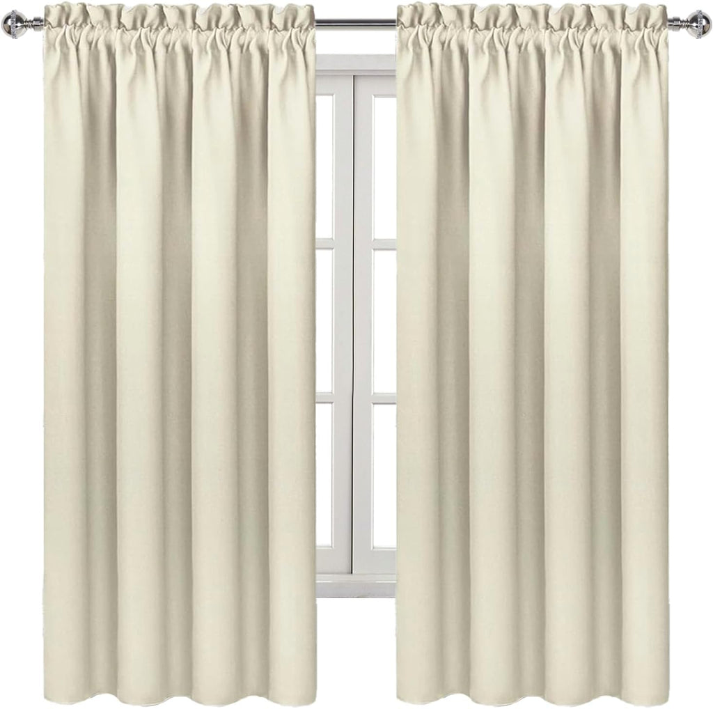 Dwcn Blackout Curtains for Bedroom – Rod Pocket Thermal Insulated Noise Reducing Noise Reducing Drapes for Living Room, W 42 x L 63 Inch, 2…