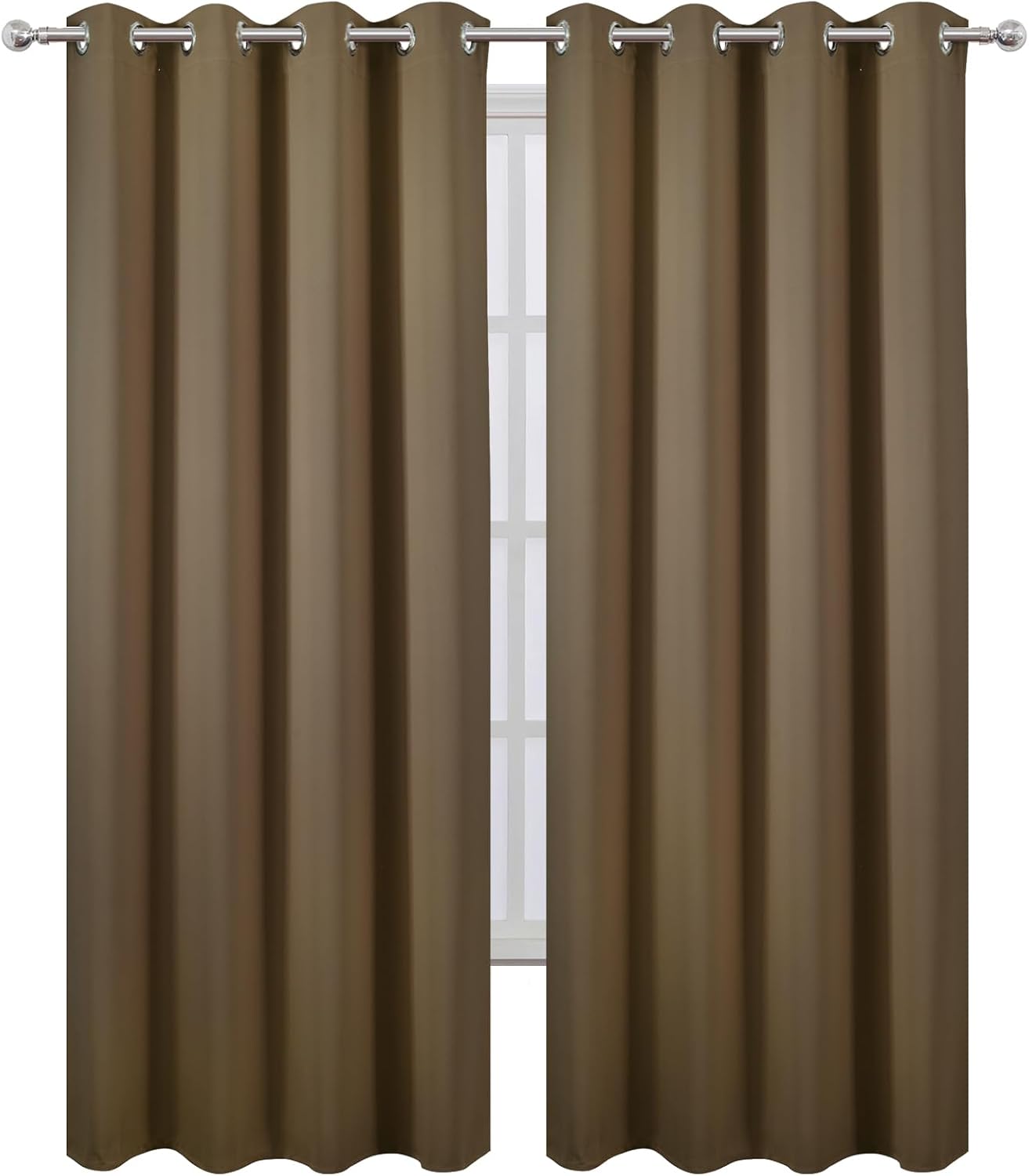 Lemomo Blackout Curtains 52 x 84 inches Long Brown Curtains Set of 2 Panels Thermal Insulated Room Darkening Curtains for Bedroom 84 inches…