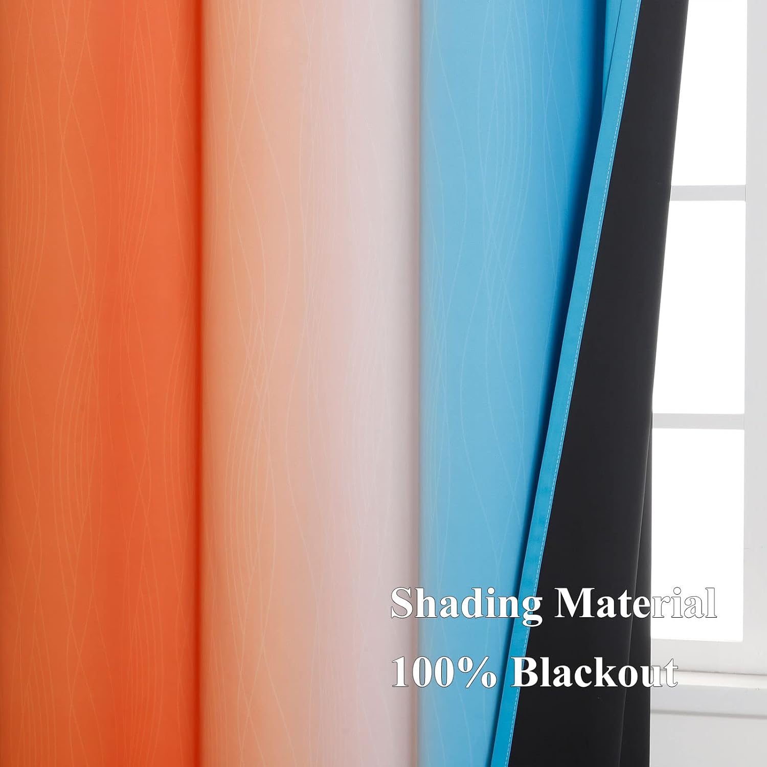 Estelartextiler Estelar Textiler Ombre Orange and Blue Curtains 63 Inch Length 2 Panels, Total Blackout Curtains for Bedroom, Grommet Therm…