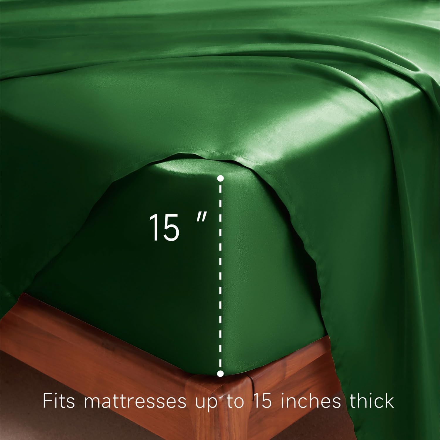 Golal Satin Sheets Twin XL Size - 3 Pieces Luxury Silky Soft Bed Sheets, Wrinkle-Free Dark Green Satin Silk Sheet Set with 1 Deep Pocket Fi…