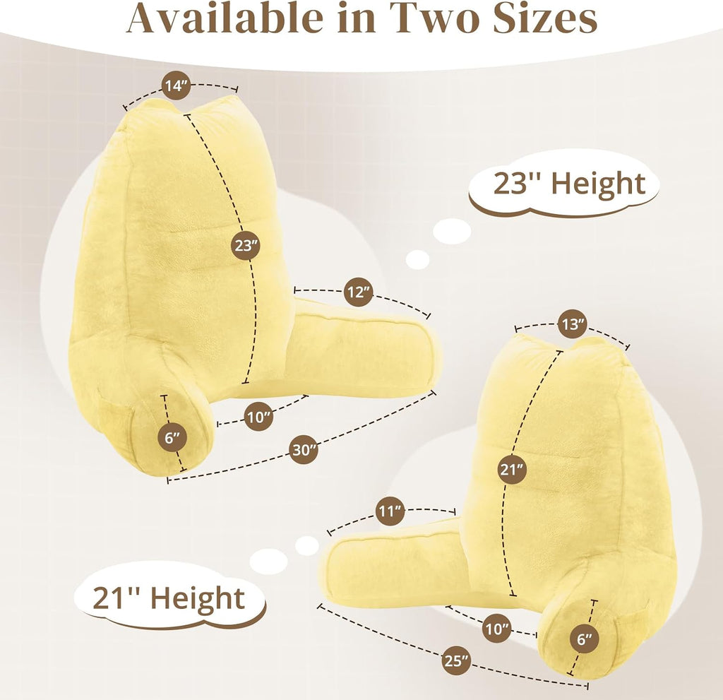 Sasttie Reading Pillow, Pillows for Reading or Relaxing – Ergonomic Support for Head, Neck, Back, and Lumbar, 21-Inch, Light Yellow