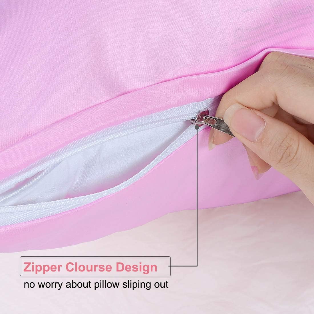 uxcell King Satin Pillowcase with Zipper, Super Soft and Luxury, Silky Pillow Cases Covers Set of 2, 21"x37", Pink