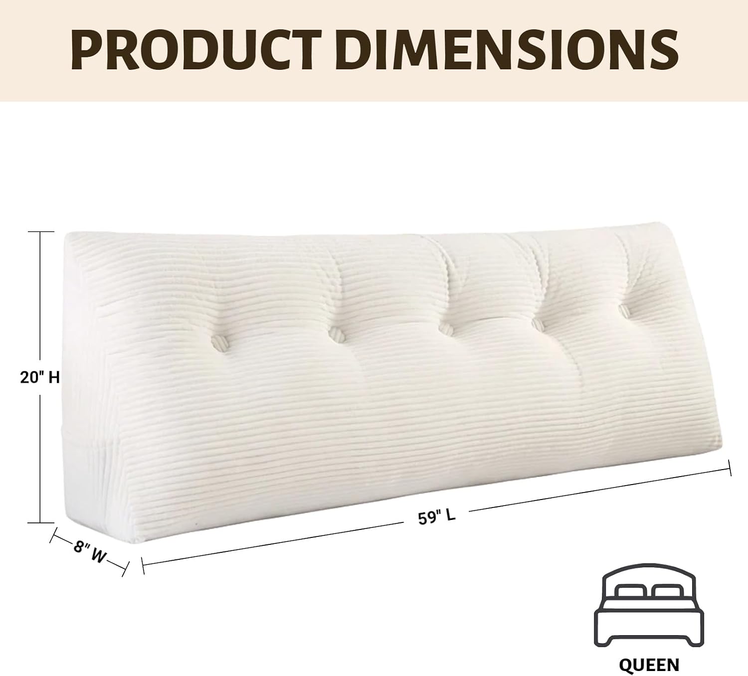 Wedge Reading Pillow Headboard Queen Size, Headboard Bolster Pillow for Bed, Triangular Backrest Cushion with Removable Corduroy Cover…