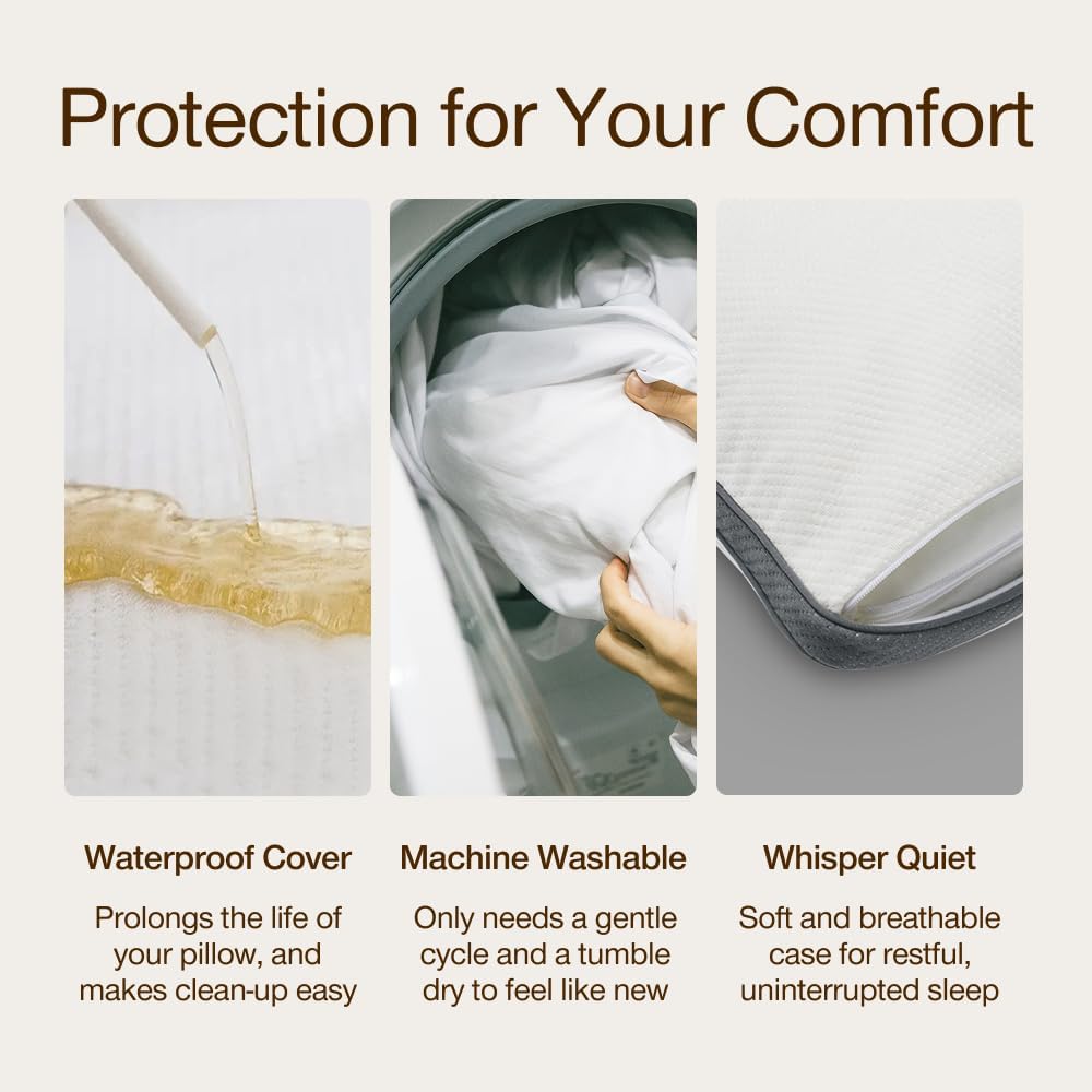 Coop Home Goods Ultra-Tech Pillow Protector for Memory Foam Pillows, Waterproof, Pack of 2 King Size Pillow Covers, Oeko-Tex Certified…