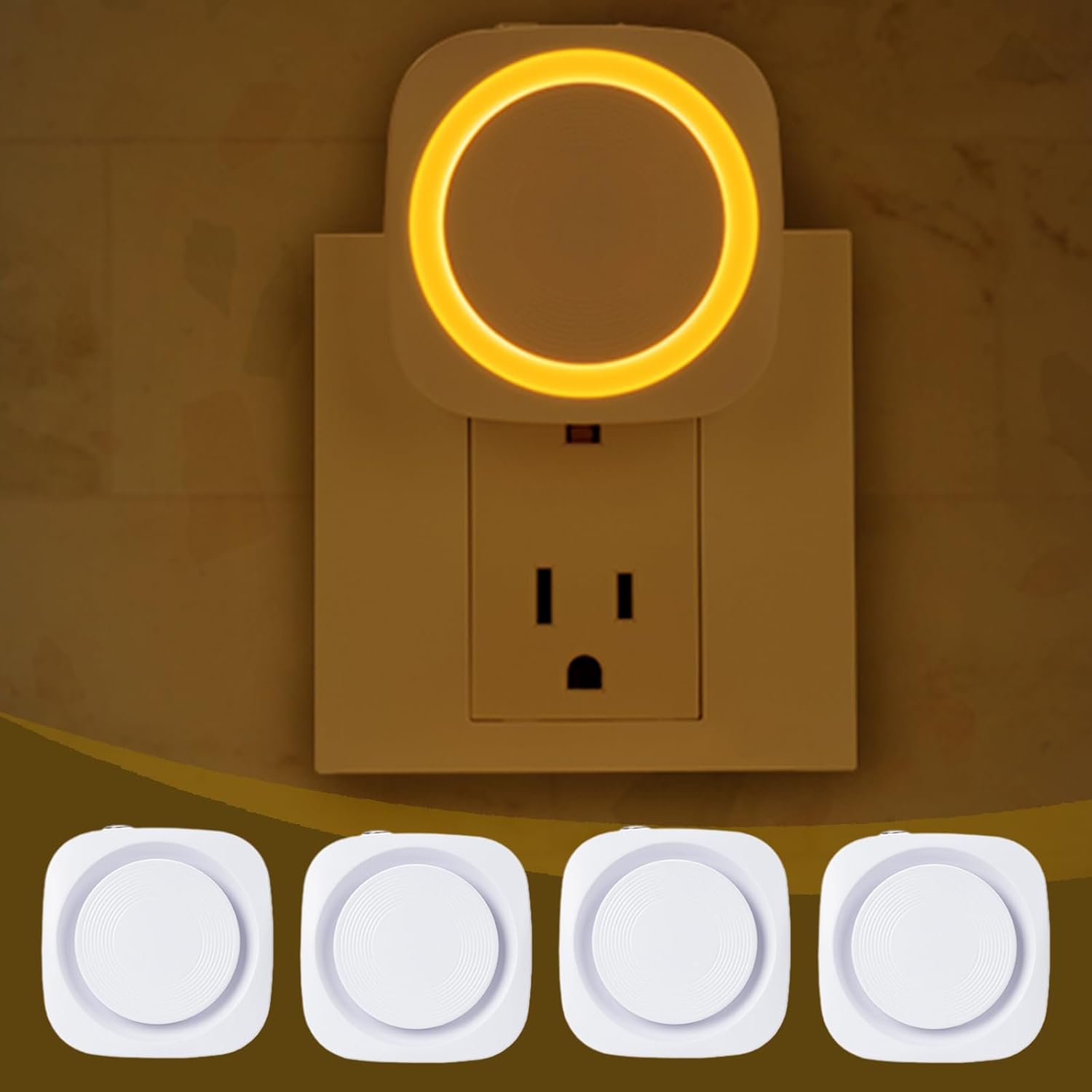 LED Night Lights Plug in to Wall,[4-Pack]Plug in Night Light, Auto Dusk to Dawn Sensor, Dimmable night light, energy efficient night…