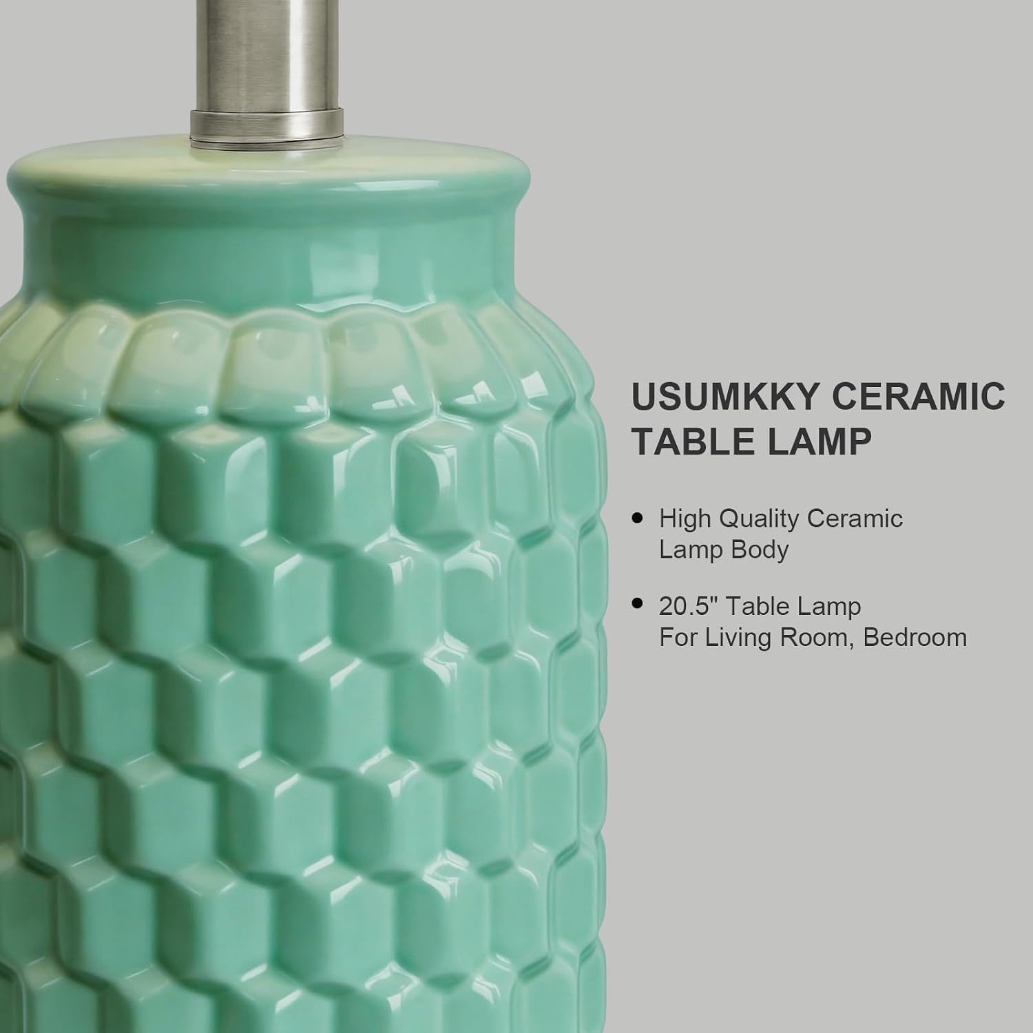 USumkky 20.5" Ceramic Table Lamps Set of 2 - Modern Farmhouse & Boho Style, Bedside Nightstand Lamps for Bedroom, Living Room End Table…
