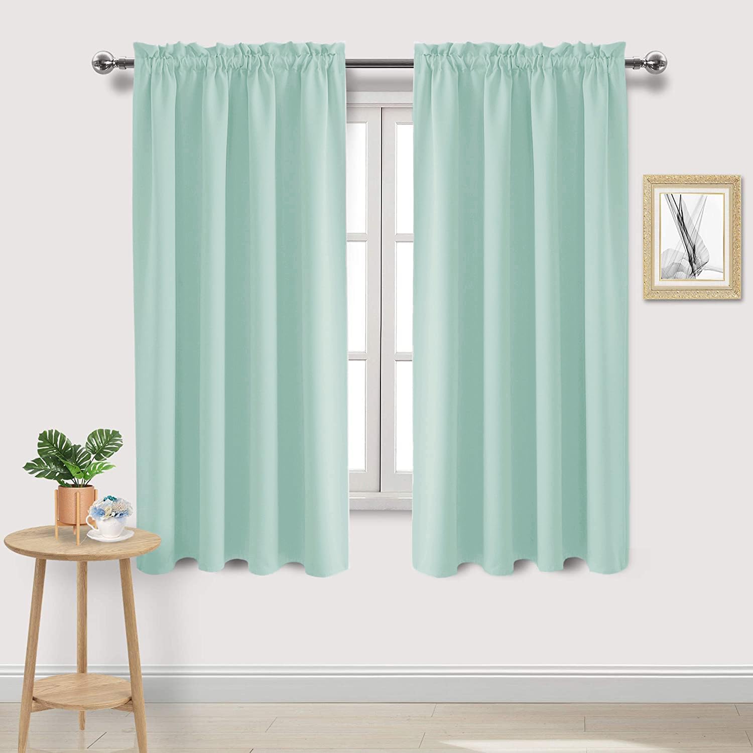 DWCN Blackout Curtains Thermal Insulated, Energy Saving & Noise Reducing Bedroom and Living Room Curtains, Mint Green, W 52x L 63 Inch…
