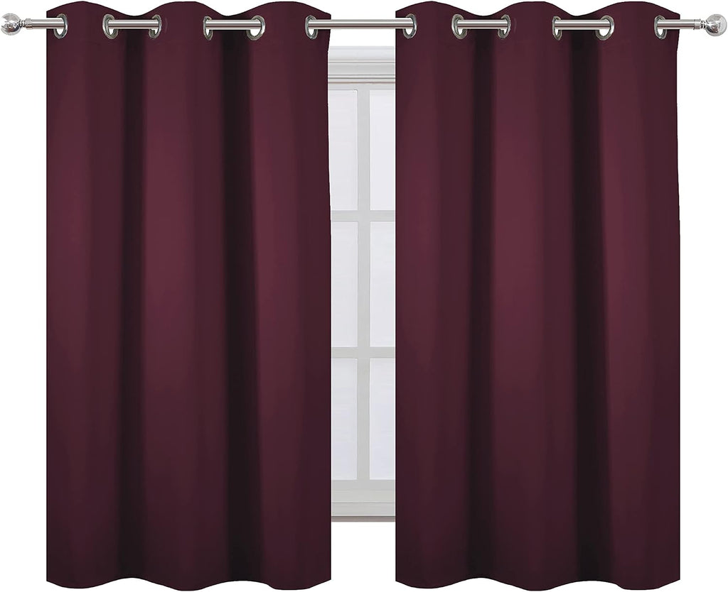Lemomo Burgundy Blackout Curtains 38 x 54 Inch Length/Set of 2 Curtain Panels/Thermal Insulated Room Darkening Blackout Curtains for Bedroo…