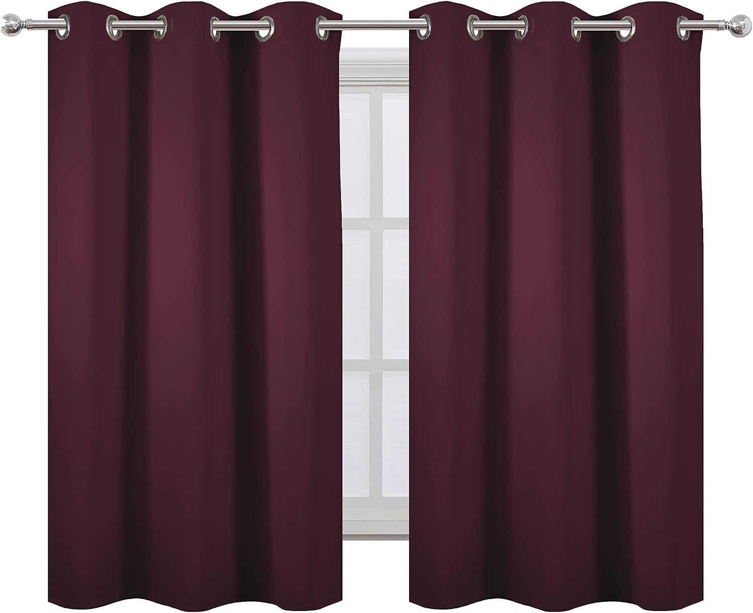 Lemomo Burgundy Blackout Curtains 38 x 54 Inch Length/Set of 2 Curtain Panels/Thermal Insulated Room Darkening Blackout Curtains for Bedroo…