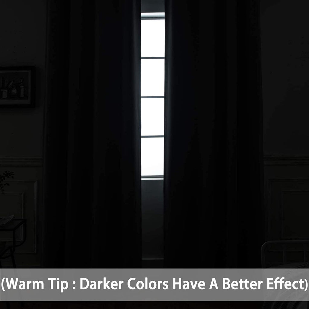 Yakamok Light Blocking Blackout Curtains, Thermal Insulated Room Darkening Drapes for Bedroom, Solid Grommet Top Window Curtains, 52x72…