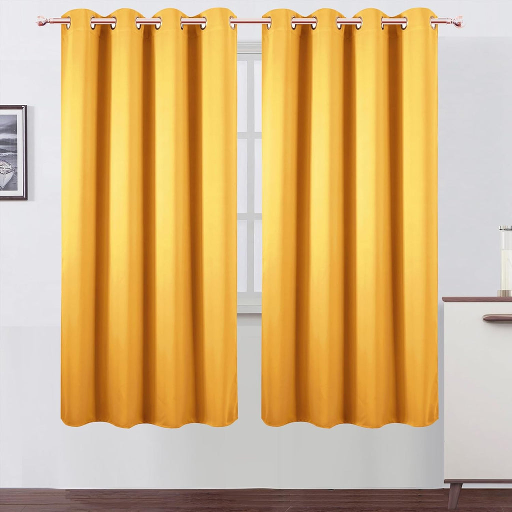 Lemomo Blackout Curtains 66 x 72 Inch Long Yellow Curtains Set of 2 Panels Room Darkening Curtains for Bedroom and Living Room 72 Inch silv…