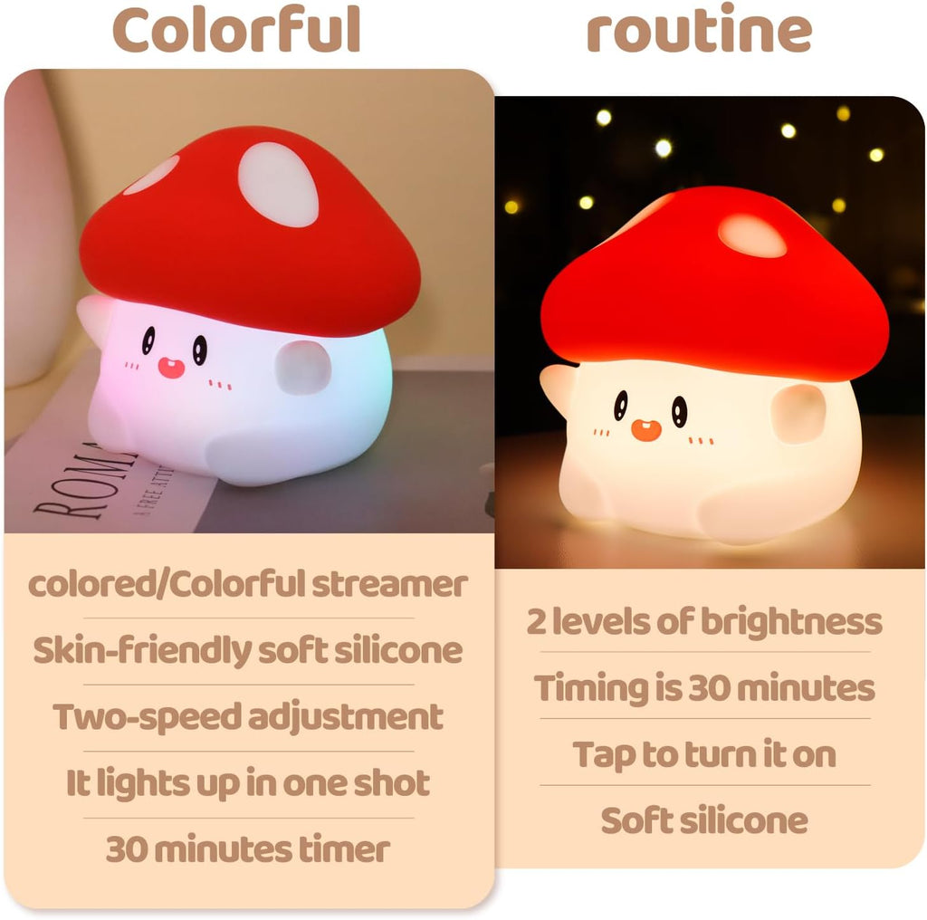 Rytinazzz Silicone Night Light for Kids, 50H Long Battery Mushroom Lamp, RGB Color Changing Mood Light, Gift for Kids, Rechargeable Tap…