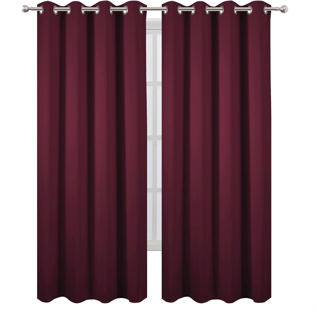 Lemomo Blackout Curtains 52 x 90 Inch Long Burgundy Red Curtains Set of 2 Panels Room Darkening Curtains for Bedroom and Living Room 90 Inc…