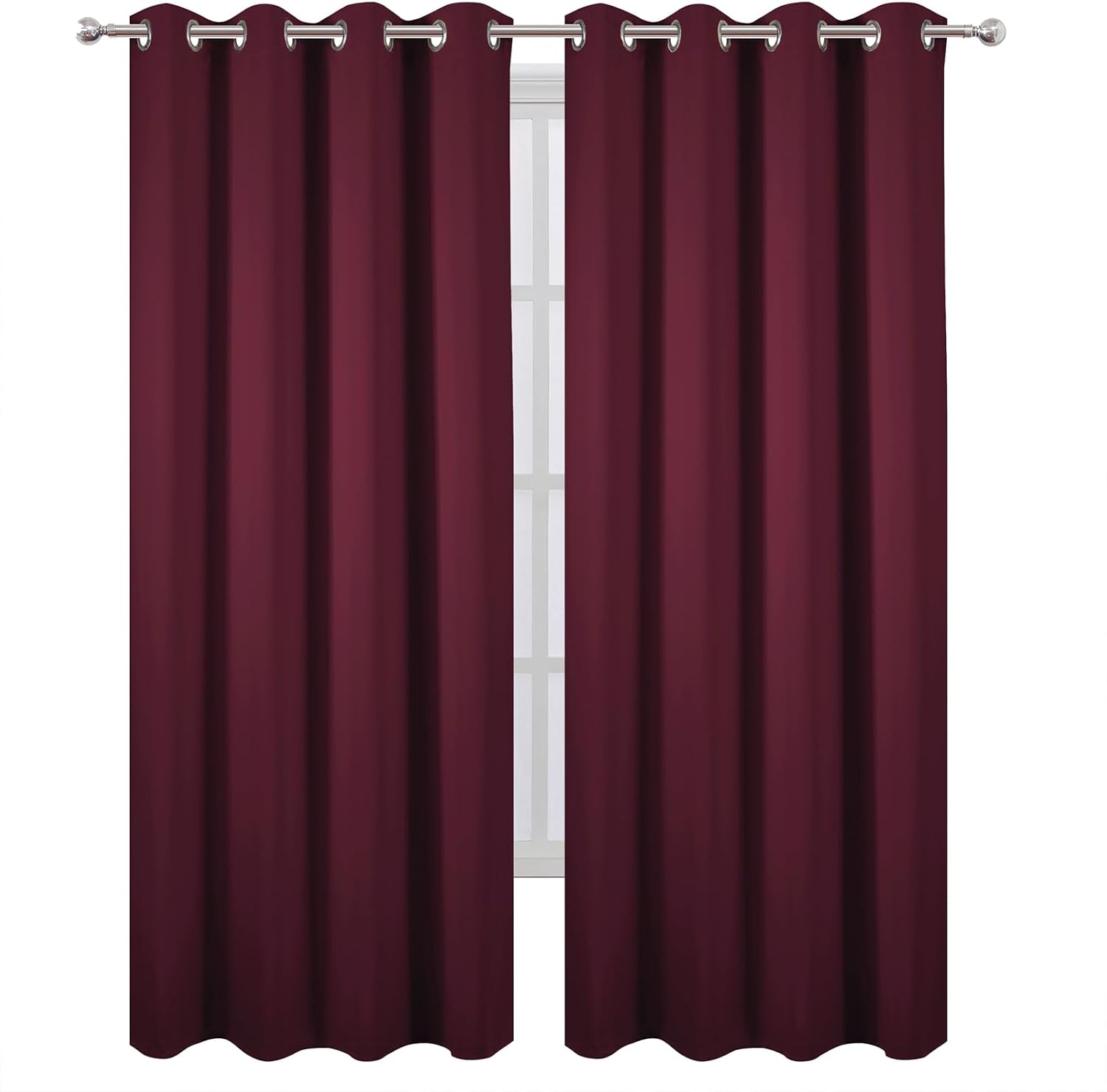 Lemomo Blackout Curtains 52 x 120 Inch Long Burgundy Red Curtains Set of 2 Panels Room Darkening Curtains for Bedroom and Living Room 120 I…