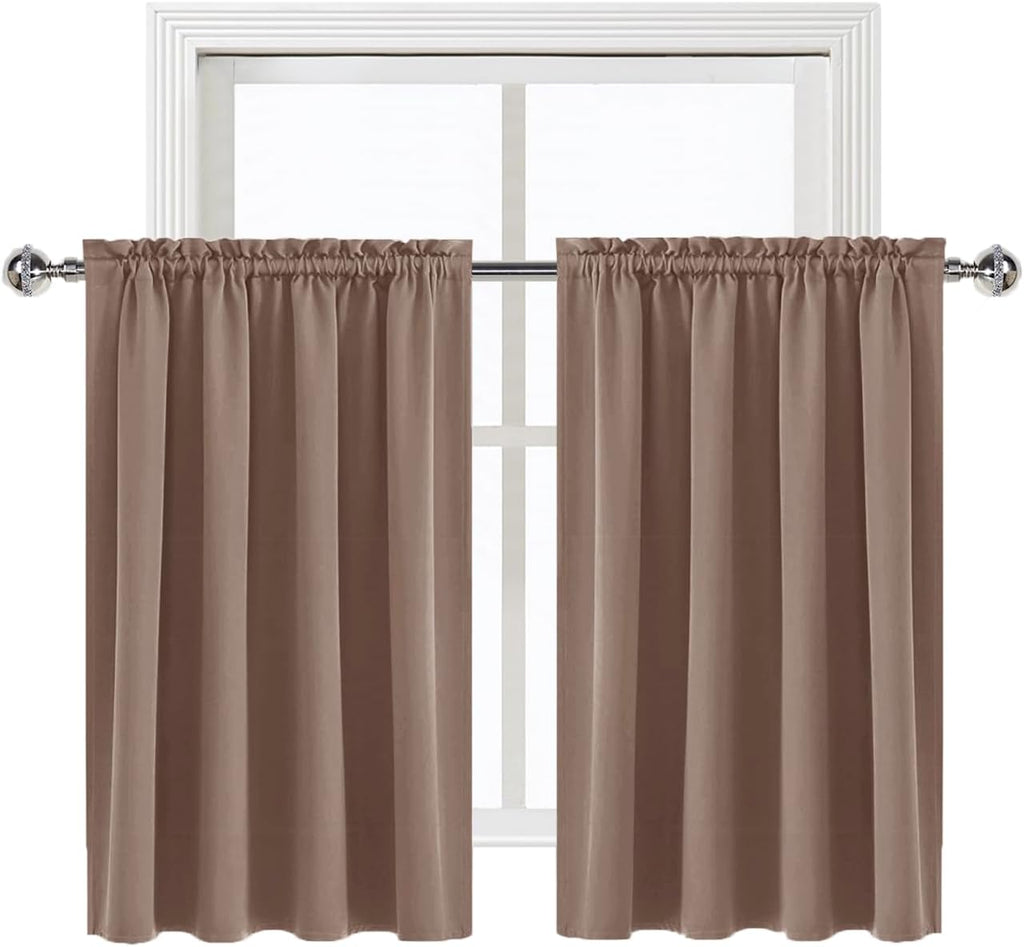 DWCN Blackout Curtains for Living Room Thermal Insulated, Energy Saving & Noise Reducing Bedroom Curtains, Khaki, W 52x L 36 Inch, Set of…