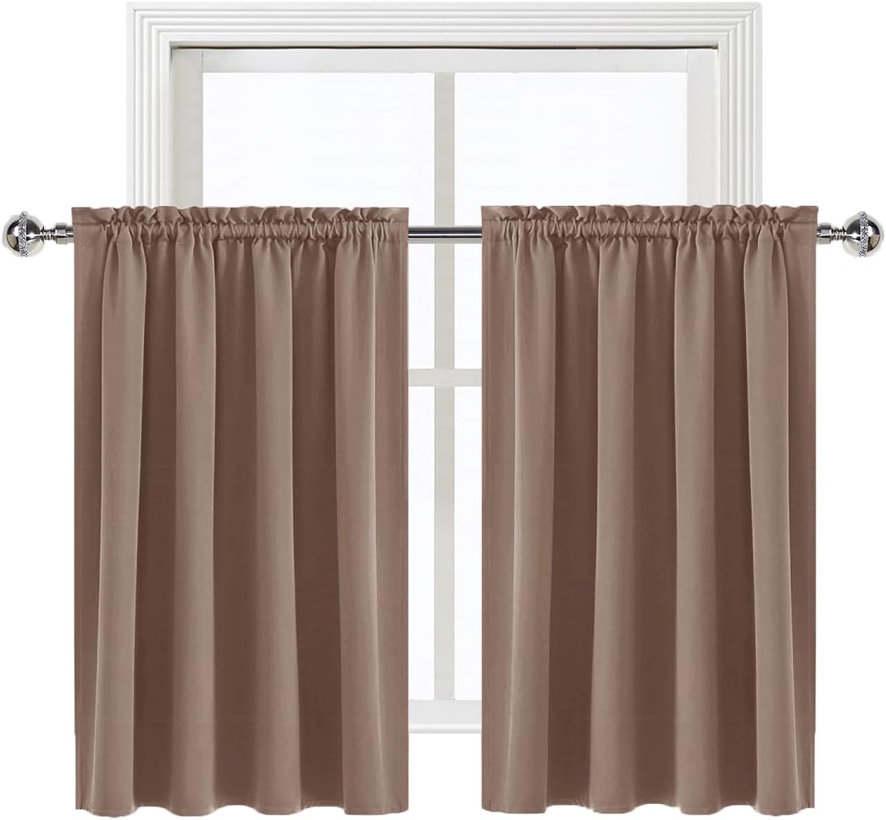 DWCN Blackout Curtains for Living Room Thermal Insulated, Energy Saving & Noise Reducing Bedroom Curtains, Khaki, W 52x L 36 Inch, Set of…