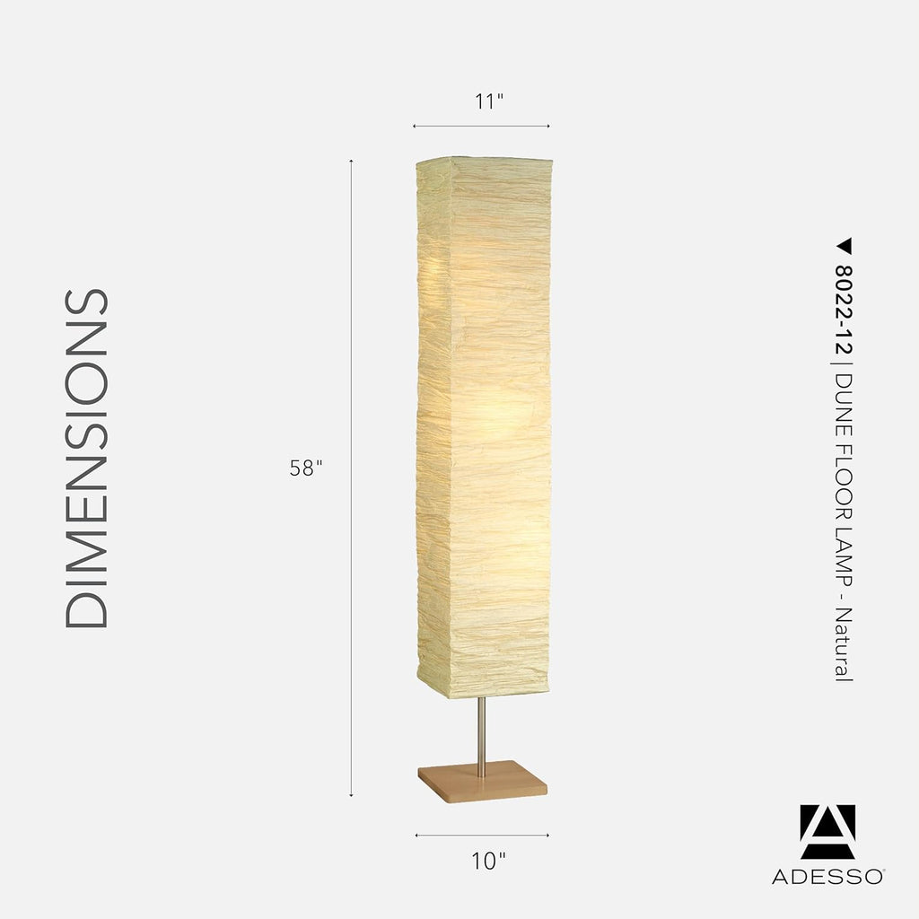 Adesso Three Light Floor Lamp – Natural Wood Base & Adjustable Brightness – Perfect Lighting for Bedroom, Living Room and Corner Decor…