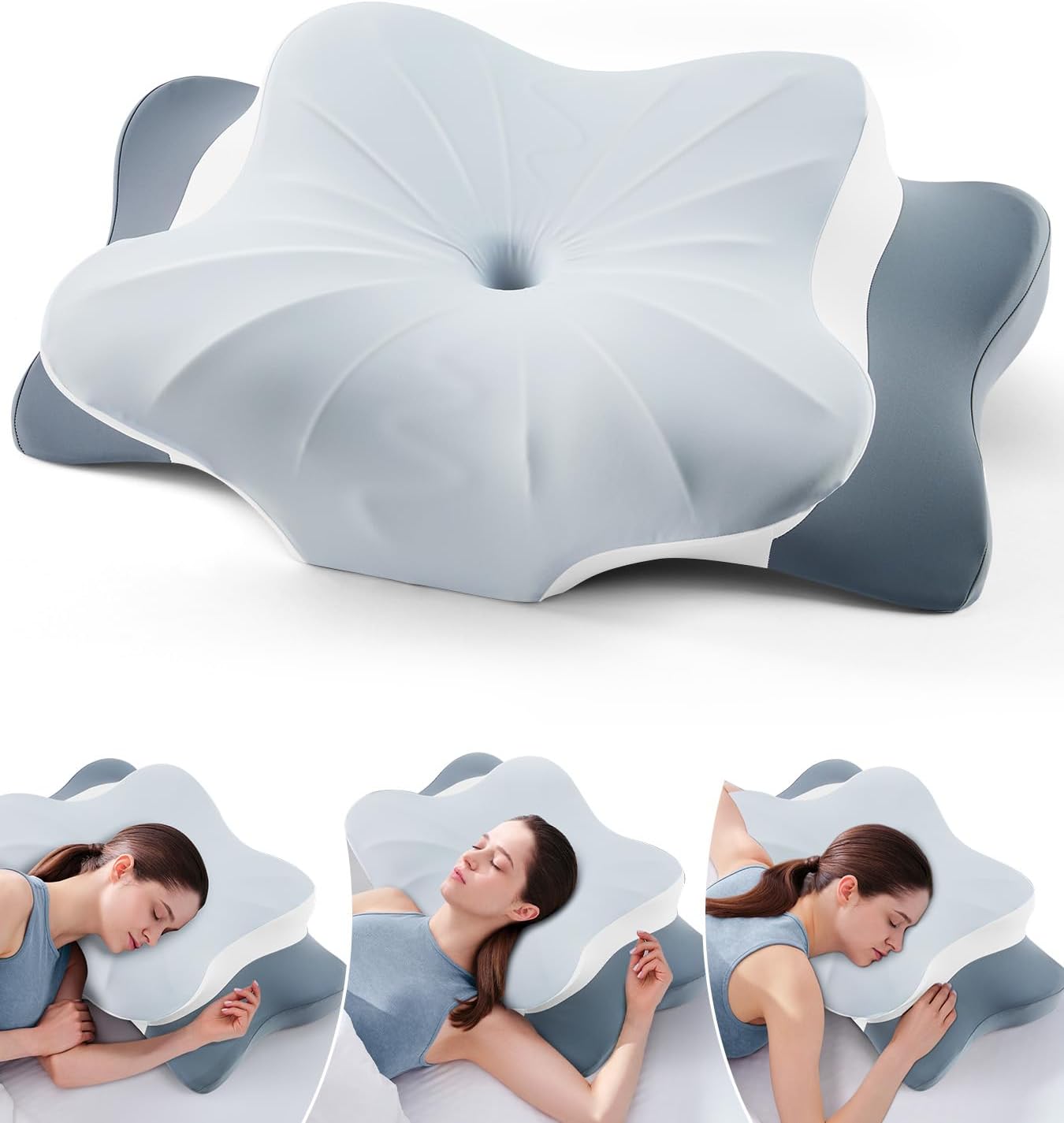 Donama Cervical Pillow for Neck and Shoulder, Cooling Contour Memory Foam Pillow for, Ergonomic Neck Support Pillow for Side Back Stomach…