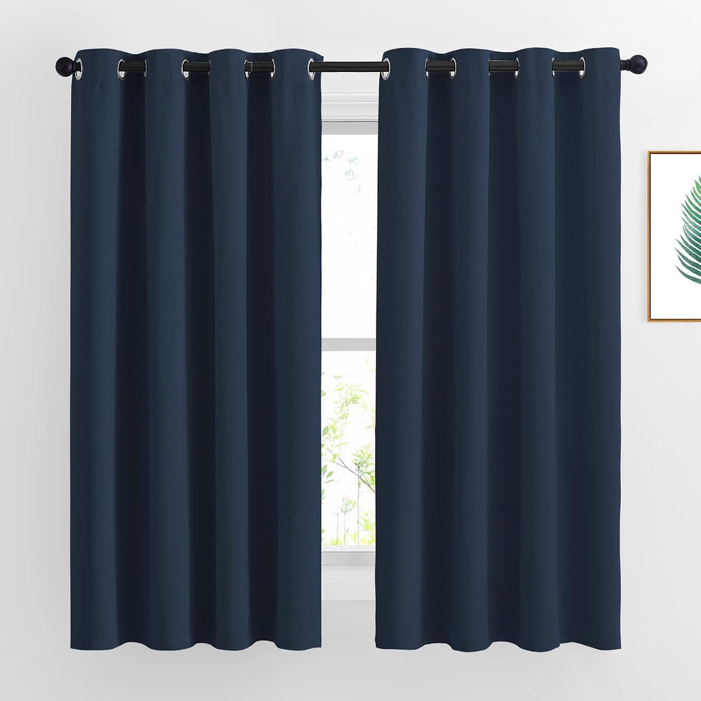 Nicetown Blackout Curtains and Drapes for Kitchen - Thermal Insulated Solid Grommet Top Blackout Panels/Draperies for Kid's Room (Navy, 1 P…