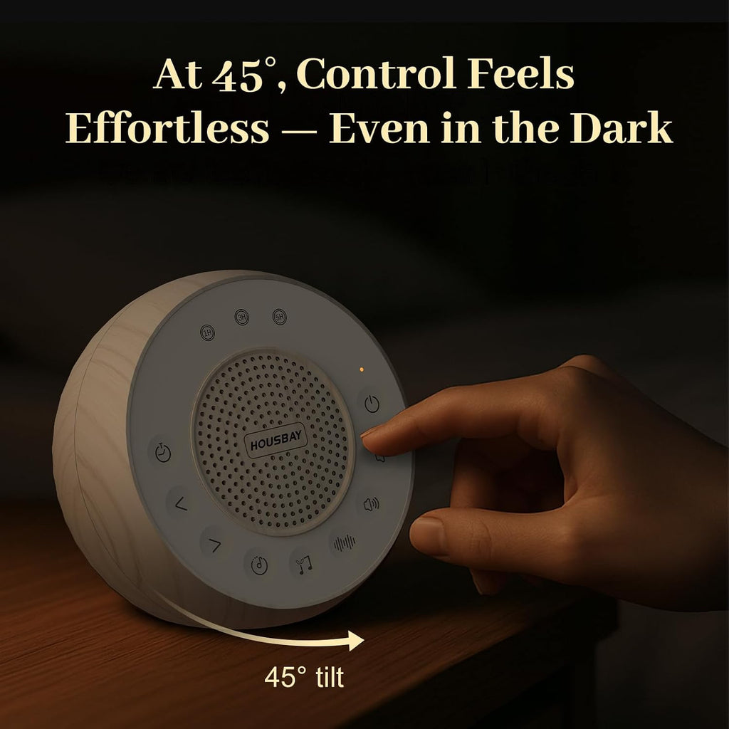 Housbay White Noise Sound Machine for Sleeping, 35 Soothing Sounds, Small Sleep Machine for Adults, Wood Grain Design for Bedroom & Noise…