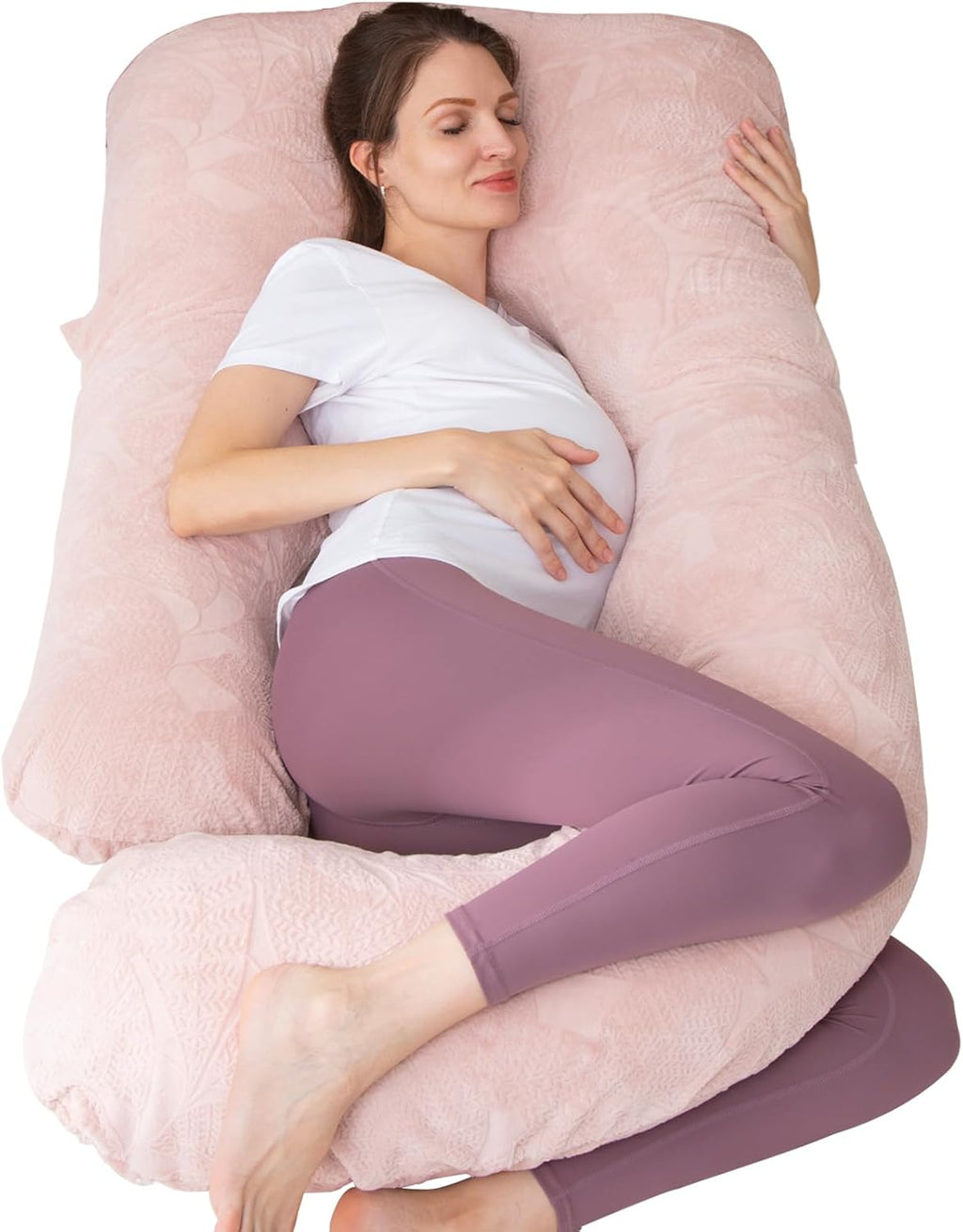Moonpine MOON PINE Pregnancy Pillow, U Shaped Full Body Pillow for Maternity Support, Sleeping Pillow with Cover for Pregnant Women (Dusty…