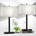 21" Touch Bedside lamps with 2 USB & AC Outlets, 3-Way Dimmable Bedside Table Lamps Set of 2 for Bedroom Living Room Office Reading, Gray…