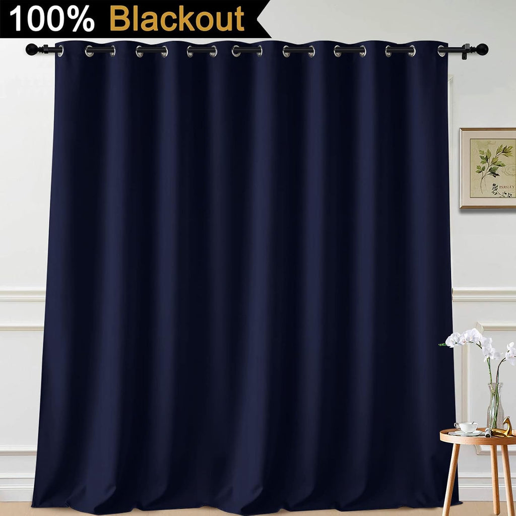 Yakamok 100% Blackout Extra Wide Thermal Insulated Curtains, Total Shade Patio Door Curtain, Full Light Shading Sliding Door Drape Room…