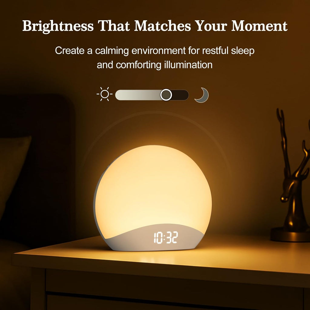 REACHER Sound Machine Sunrise Alarm Clock with Night Light, 26 Nature Inspired Sleep Sounds, 0-100% Dimmable Clock, Sunrise Lamp, Wake Up…