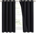 Nicetown Complete 100% Blackout Curtains, Thermal Insulated Energy Efficiency Window Draperies with Black Liner, Noise Reducing Short Curta…