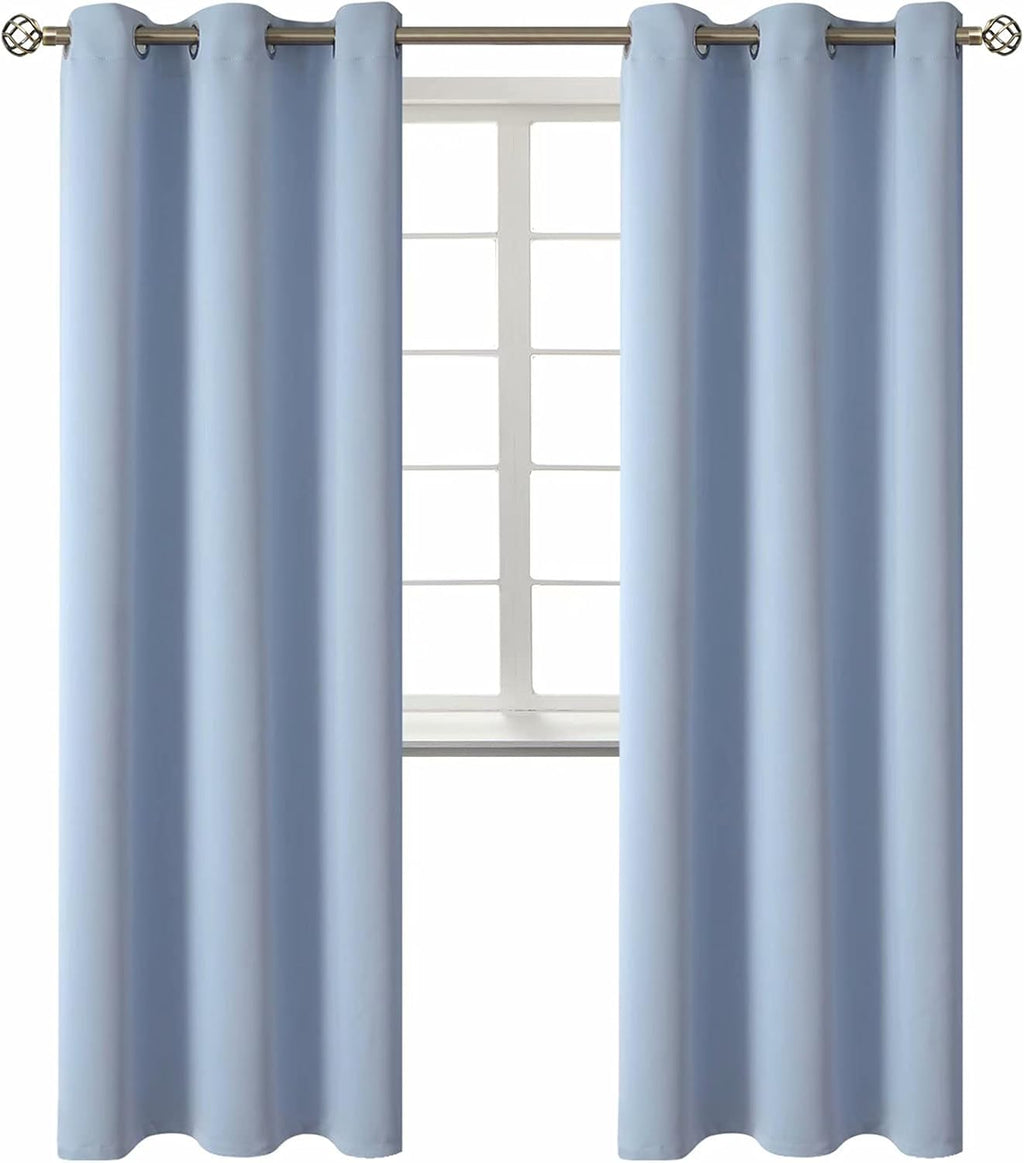 BGment Blackout Curtains for Living Room - Grommet Thermal Insulated Room Darkening Curtains for Bedroom, 2 Panels of 42 x 84 Inch, Spa Blu…