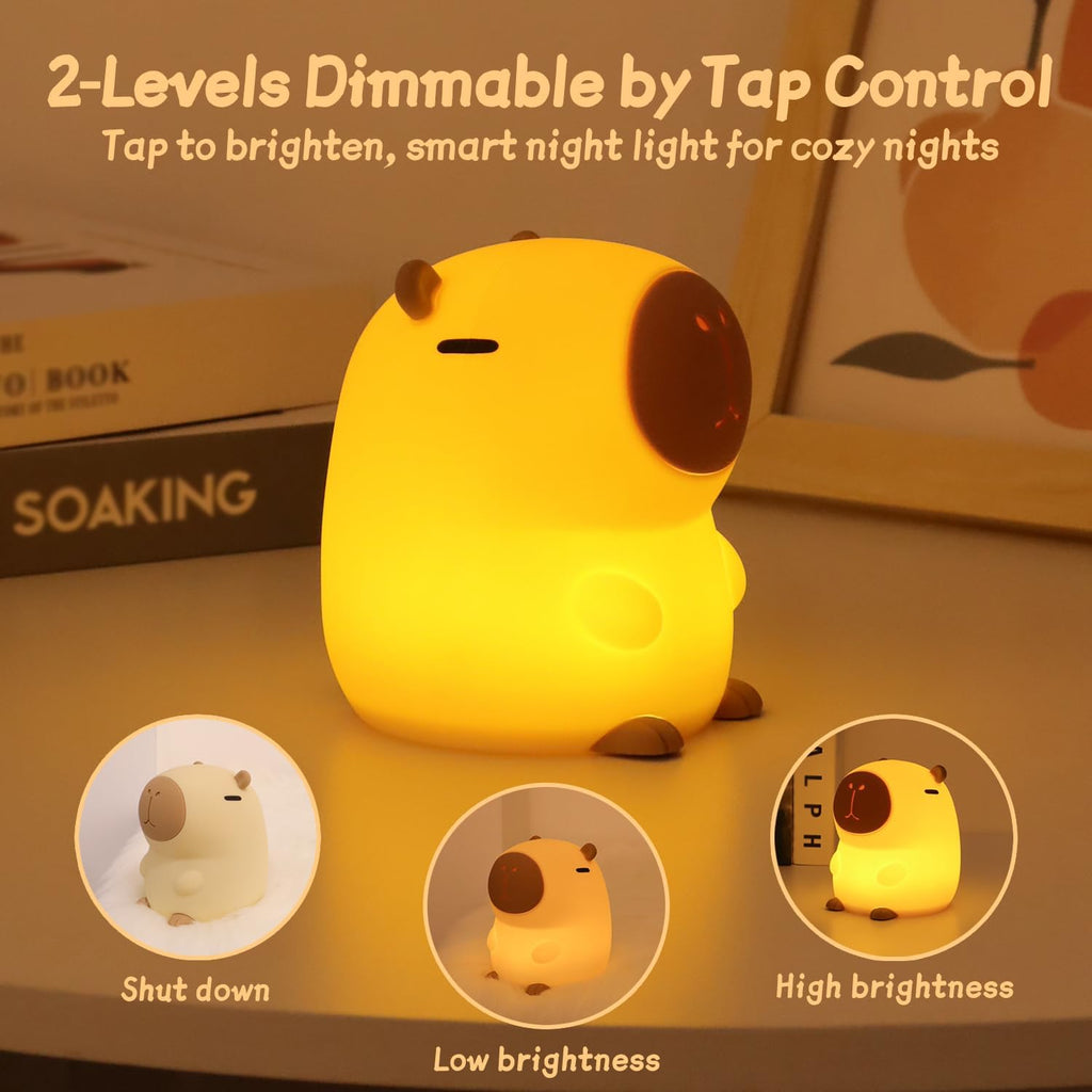 Rytinazzz Silicone Night Light for Kids, 50H Long Battery Capybara Lamp, Gift for Kids, Rechargeable Tap Control, Soft Dimmable Nursery…