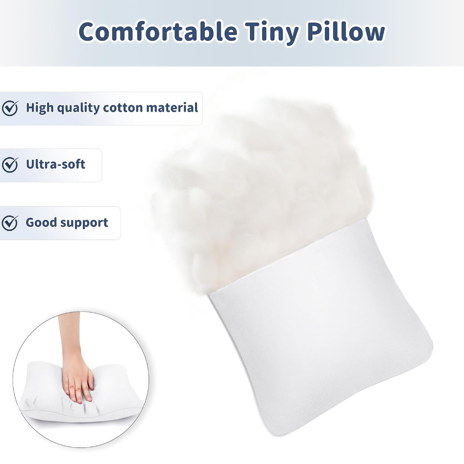 Pro Goleem Small Pillow 11"x7"x2.5" for Kids and Baby Sleeping with Name Tag Mini Tiny Pillow for Camping and Chair Car Air Nap Neck…