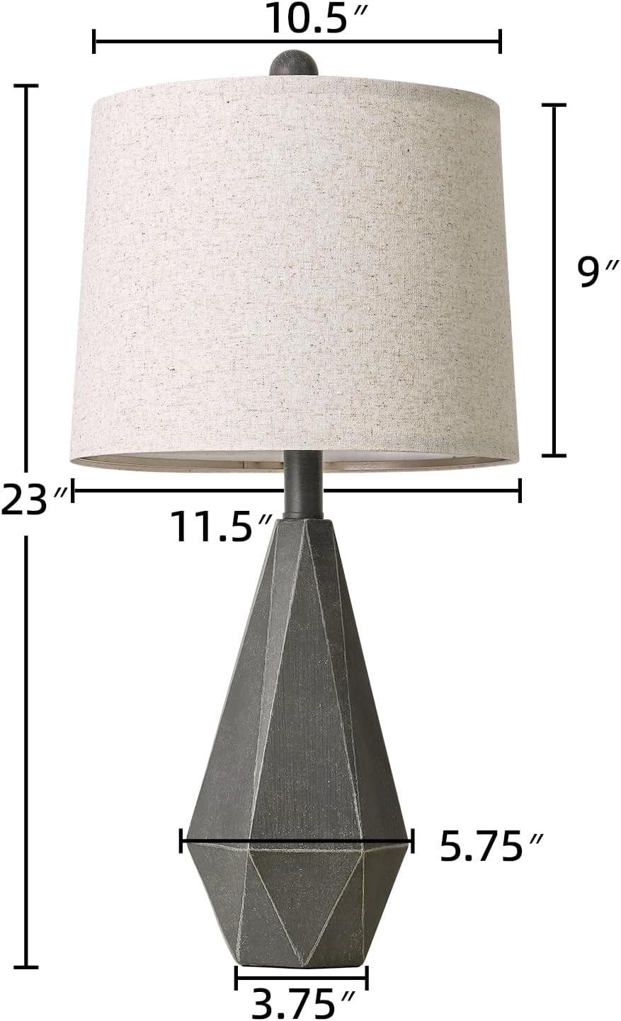 PoKat 23'' Table Lamps Set of 2 for Living Room Bedroom, Farmhouse Bedside Lamps, Resin Vintage Lamps for Night Stands, Office Sideboard…