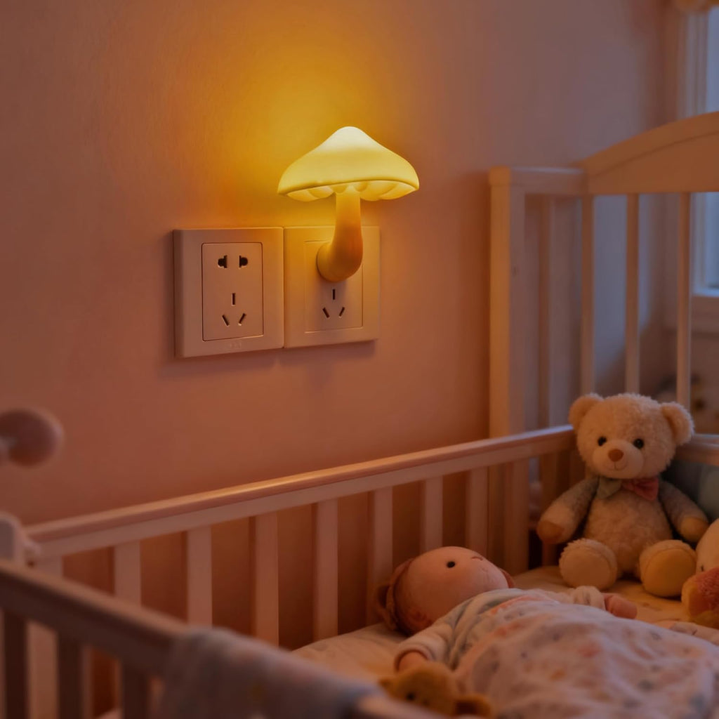 AUSAYE Sensor LED Night Lights for Adults Kids NightLight Cute Mushroom Night Light Plug in Wall Lamps for Bedroom, Bathroom, Toilet…