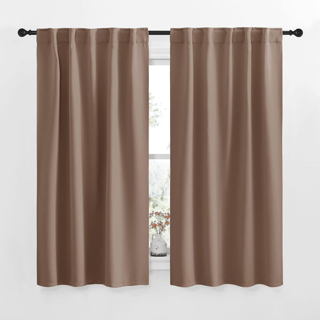 NICETOWN Blackout Curtain Panels for Living Room - (Cappuccino Color) 34x63 Inch, 2 Panels Set, Thermal Insulated Room Darkening Blackout…